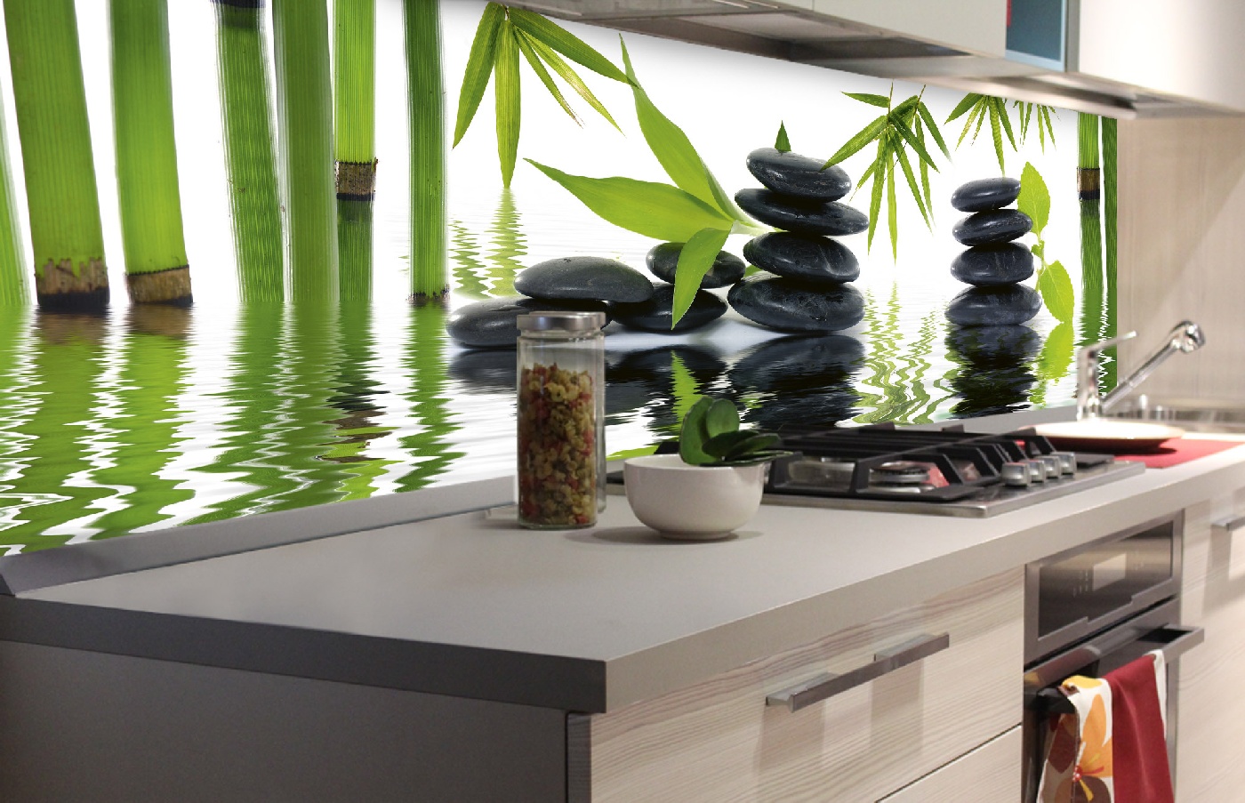 Küchenrückwand Folie - Zen Steine 180 x 60 cm