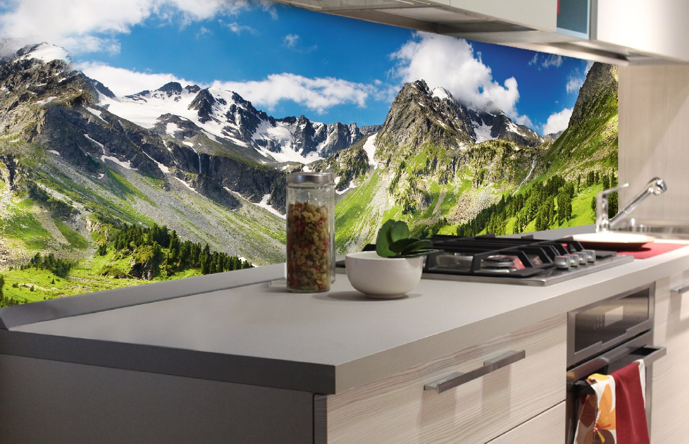 Küchenrückwand Folie - Gebirge 180 x 60 cm