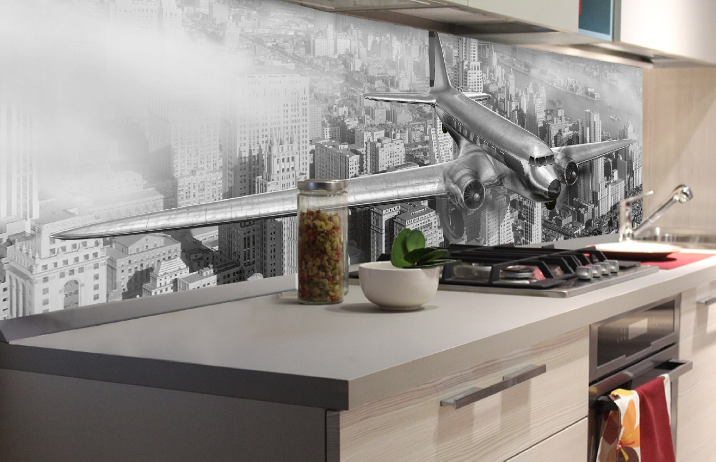Küchenrückwand Folie - Flugzeug 180 x 60 cm