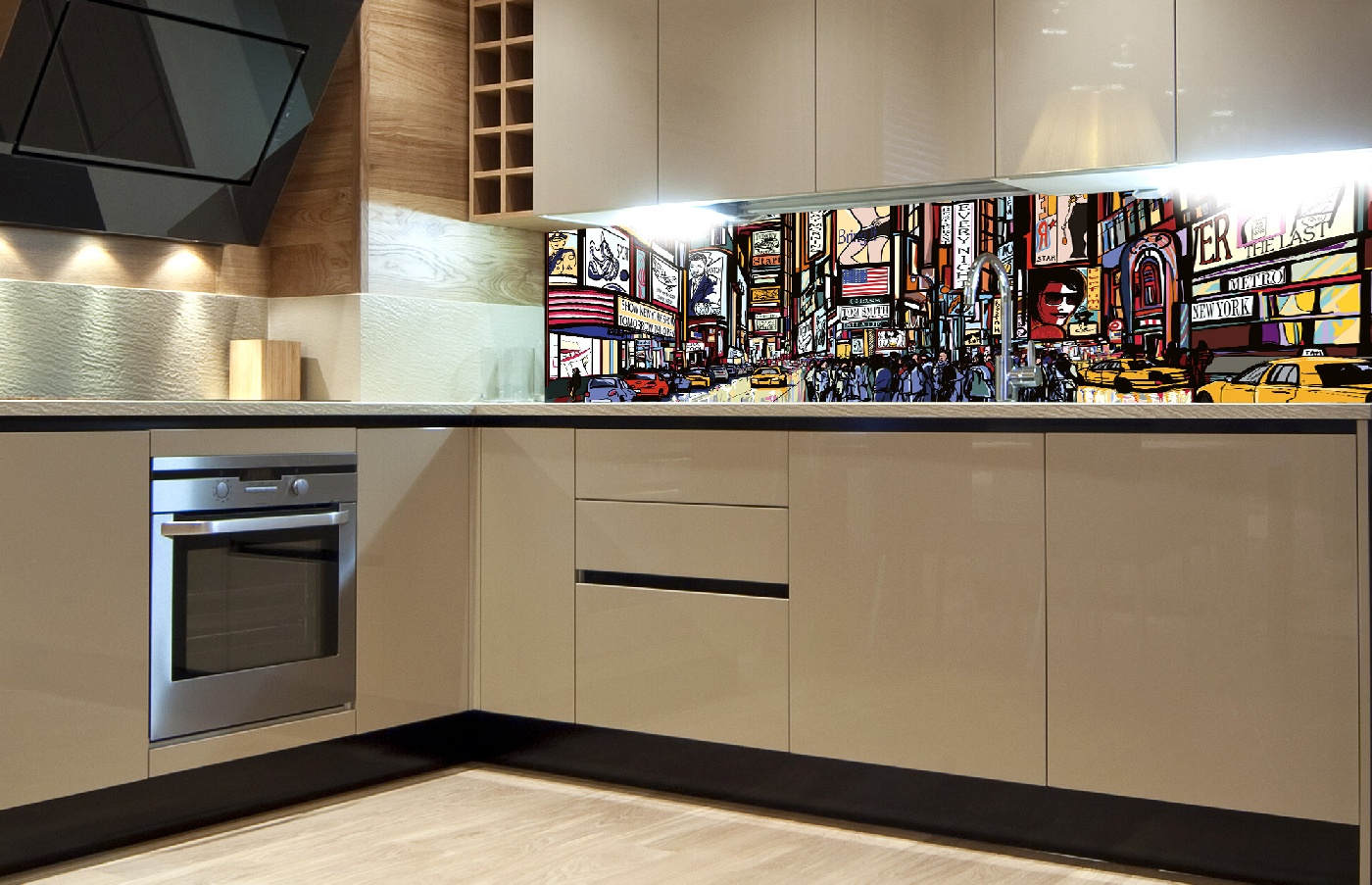 Küchenrückwand Folie - Times Square 180 x 60 cm