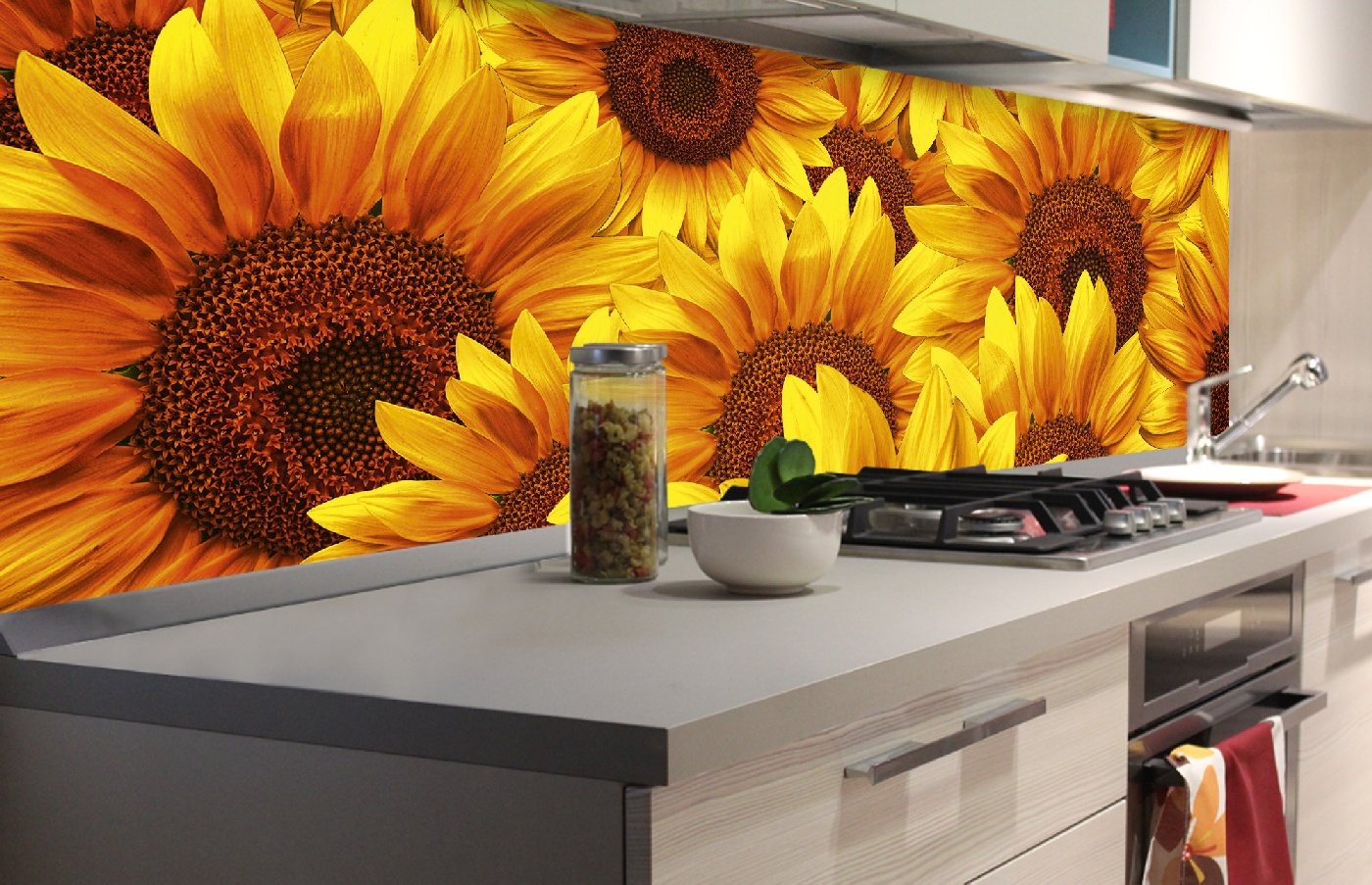 Küchenrückwand Folie - Sonnenblumen 180 x 60 cm