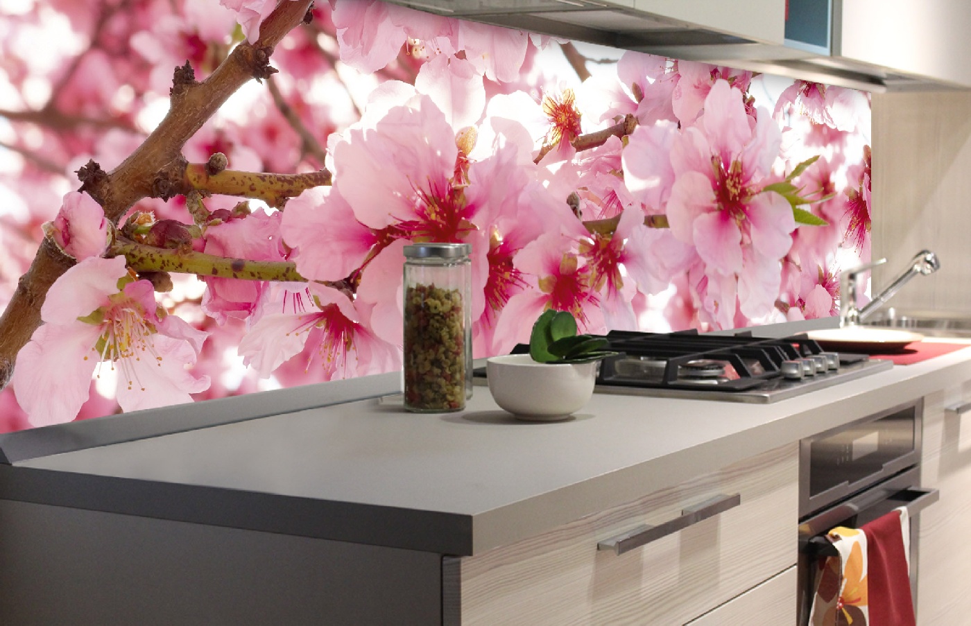 Küchenrückwand Folie - Apfelblüte 180 x 60 cm