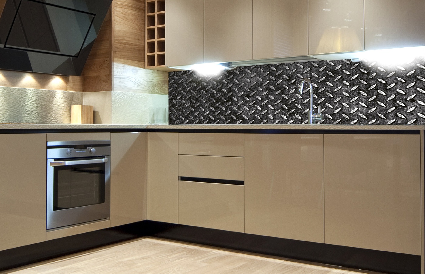 Küchenrückwand Folie - Metall-Plattform 180 x 60 cm