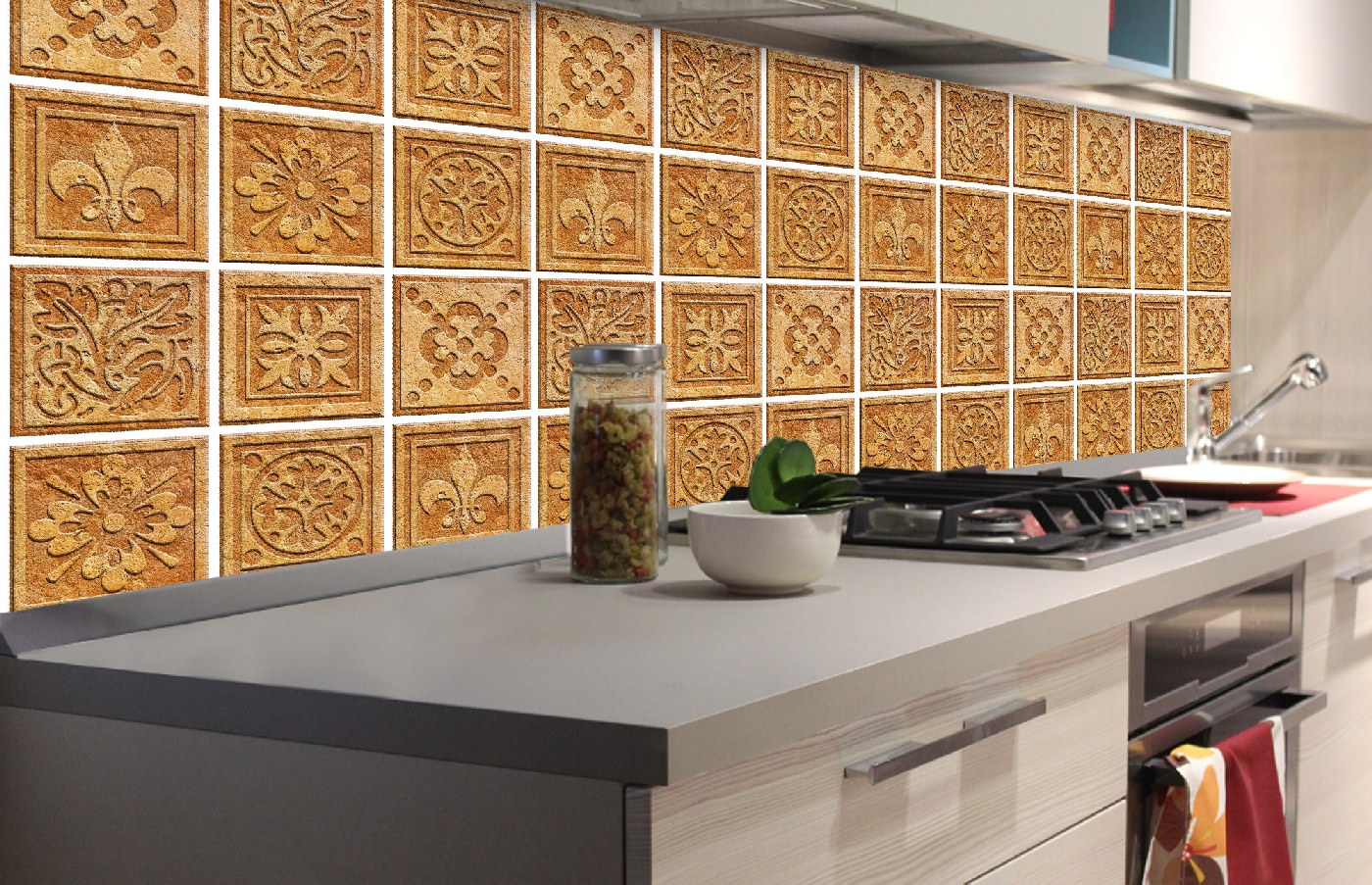 Küchenrückwand Folie - Granitfliesen 180 x 60 cm