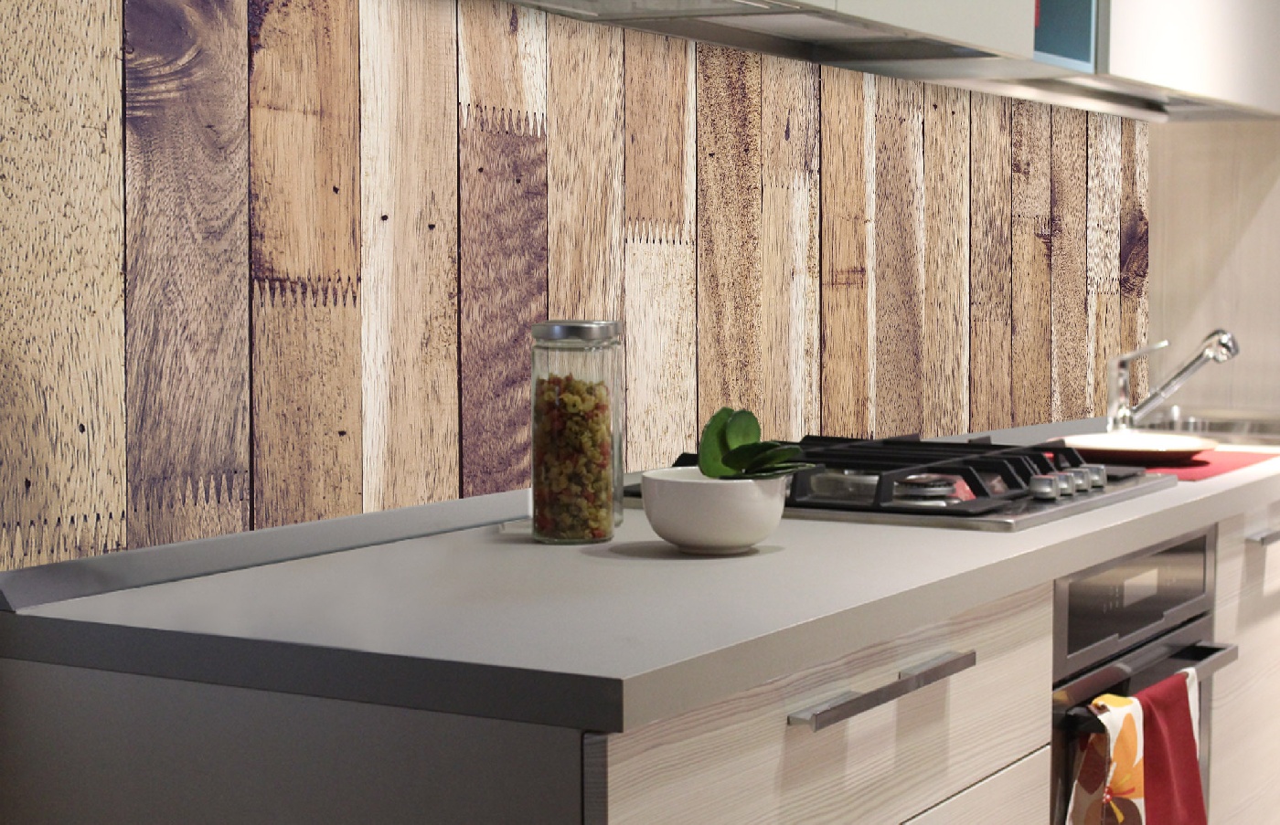 Küchenrückwand Folie - Holzlatten 180 x 60 cm