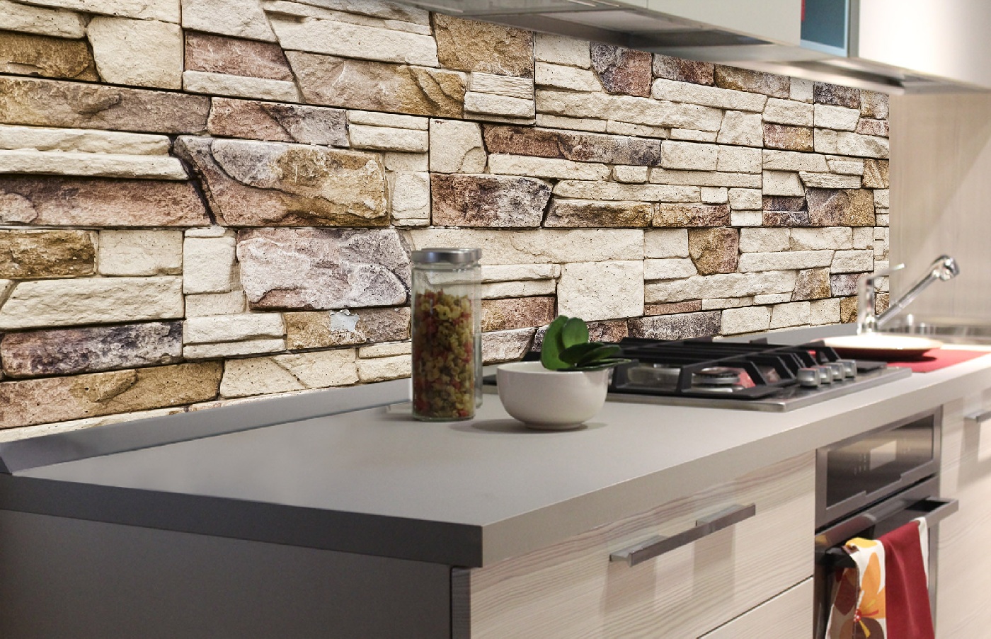 Küchenrückwand Folie - steinige Wand 180 x 60 cm