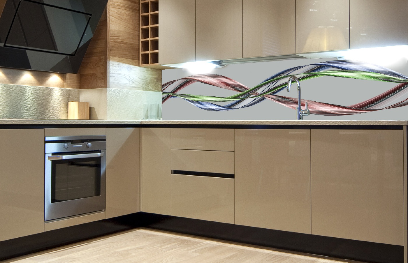 Küchenrückwand Folie - glänzende Welle 180 x 60 cm