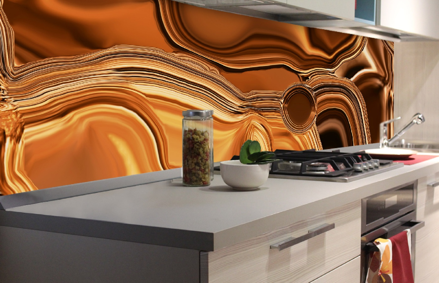 Küchenrückwand Folie - flüssige Bronze 180 x 60 cm