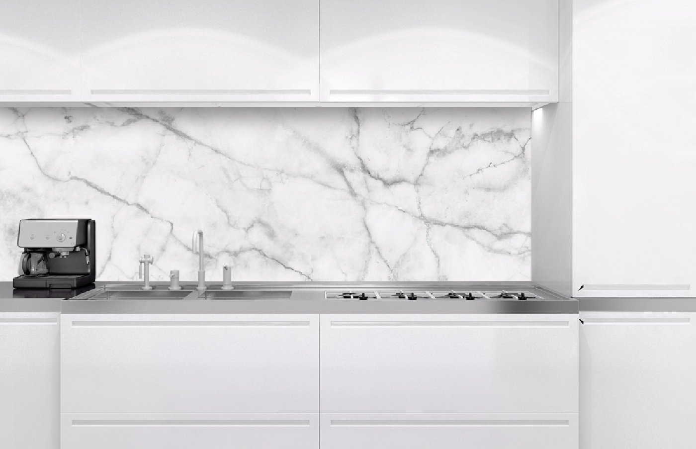 Küchenrückwand Folie - Weisser Marmor 180 x 60 cm