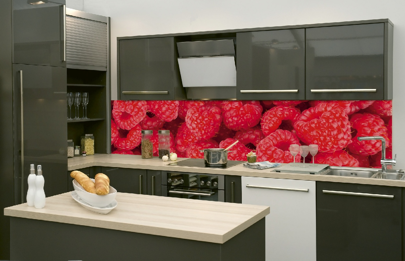 Küchenrückwand Folie - Himbeeren 260 x 60 cm