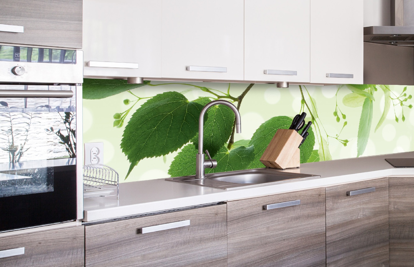 Küchenrückwand Folie - Grüne Blätter 260 x 60 cm