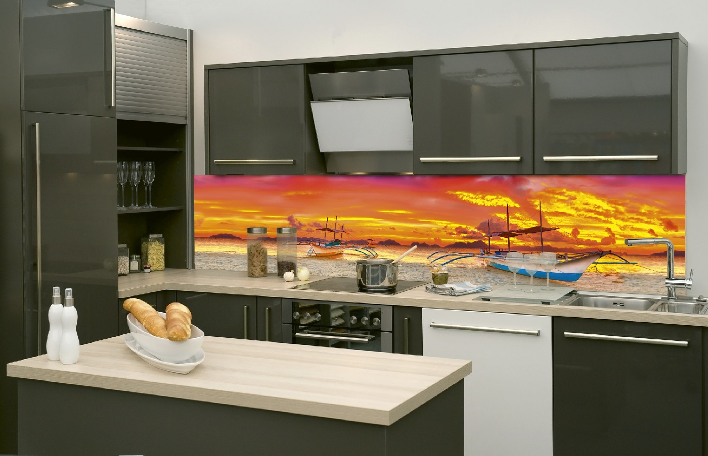 Küchenrückwand Folie - Schiff 260 x 60 cm