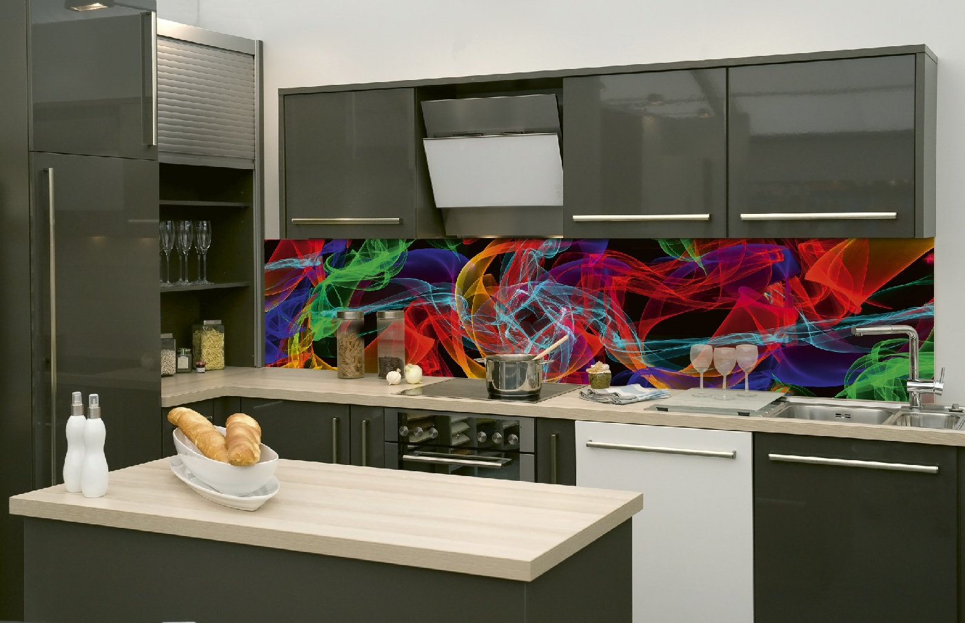 Küchenrückwand Folie - Elegante Linien 260 x 60 cm