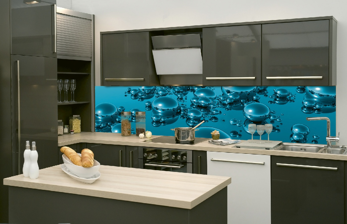 Küchenrückwand Folie - Tropfen 260 x 60 cm