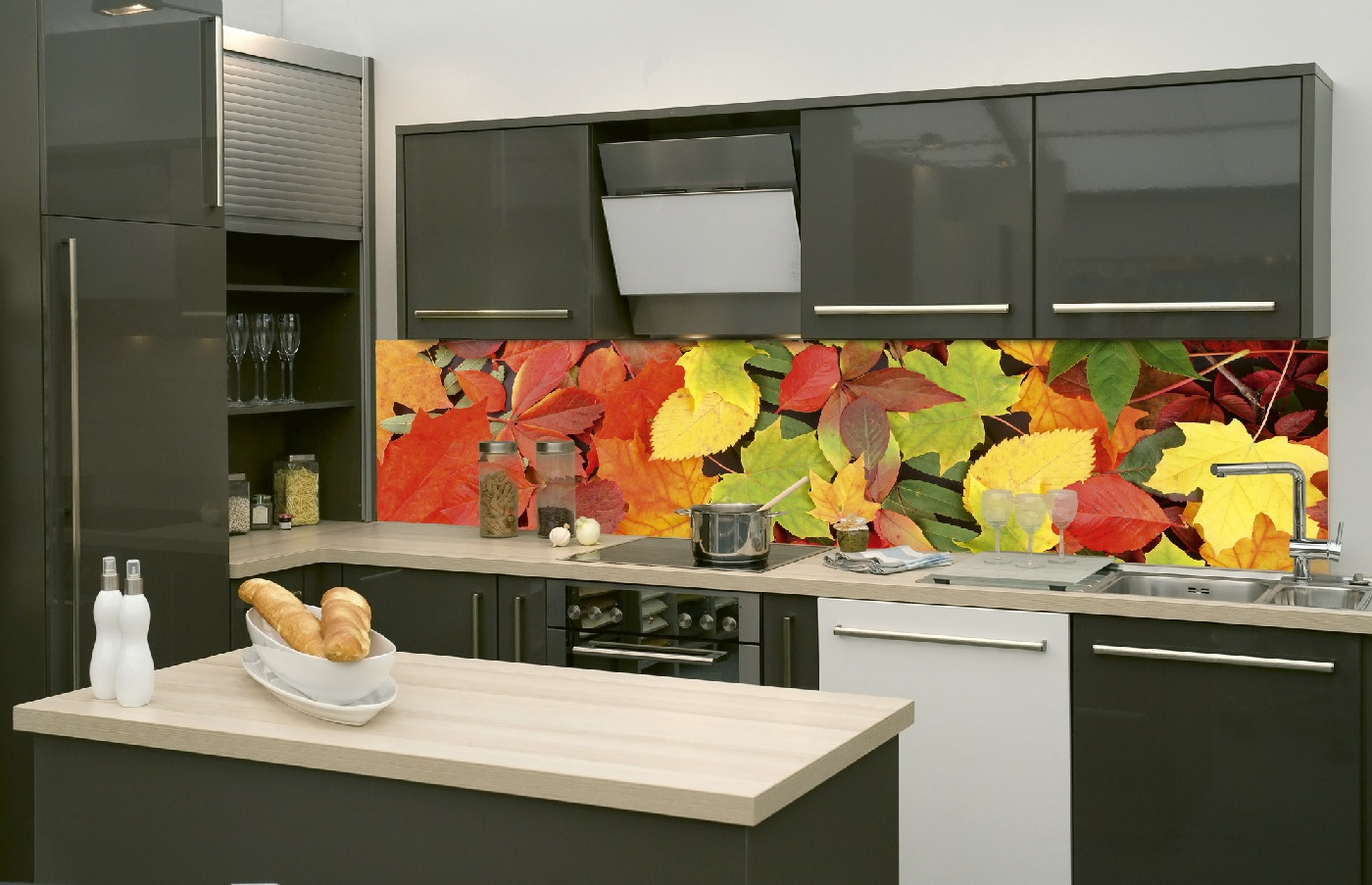 Küchenrückwand Folie - Blätter 260 x 60 cm