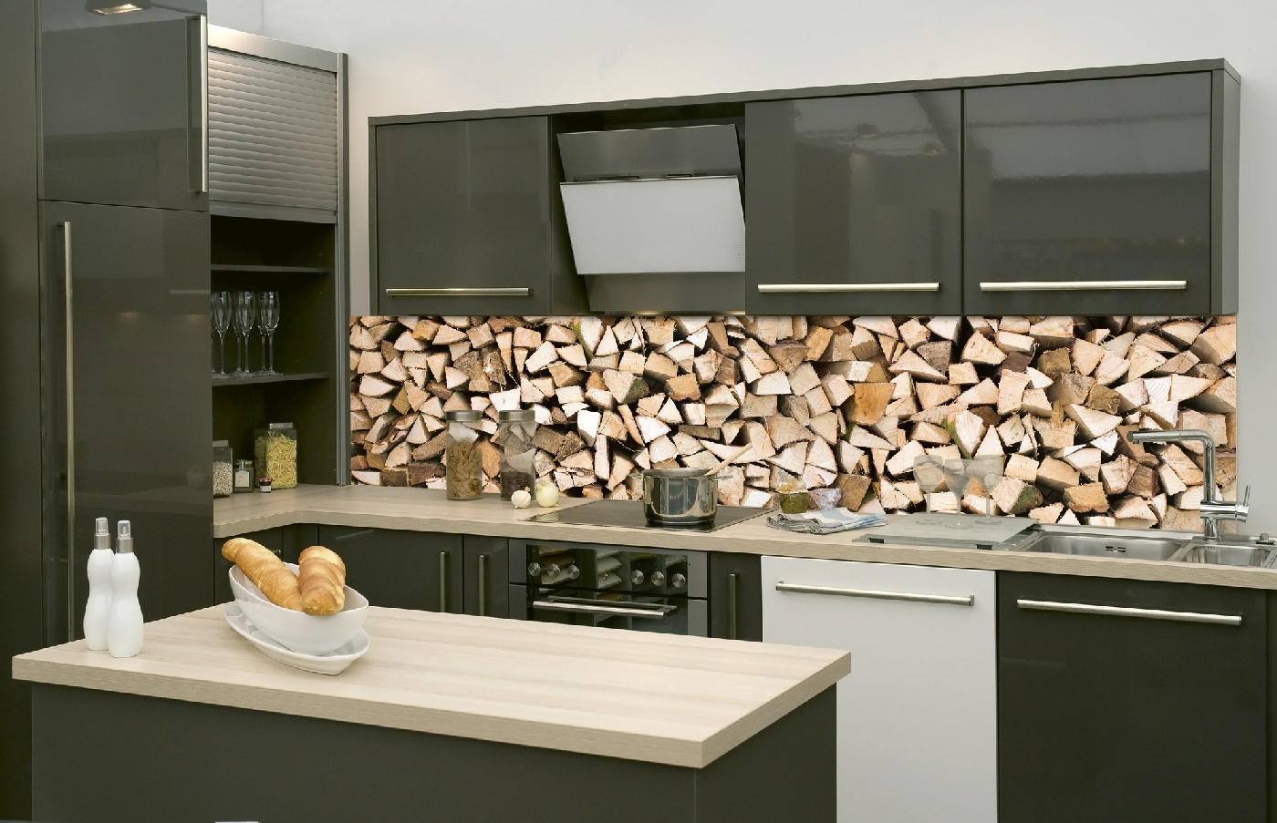 Küchenrückwand Folie - Stammholz 260 x 60 cm