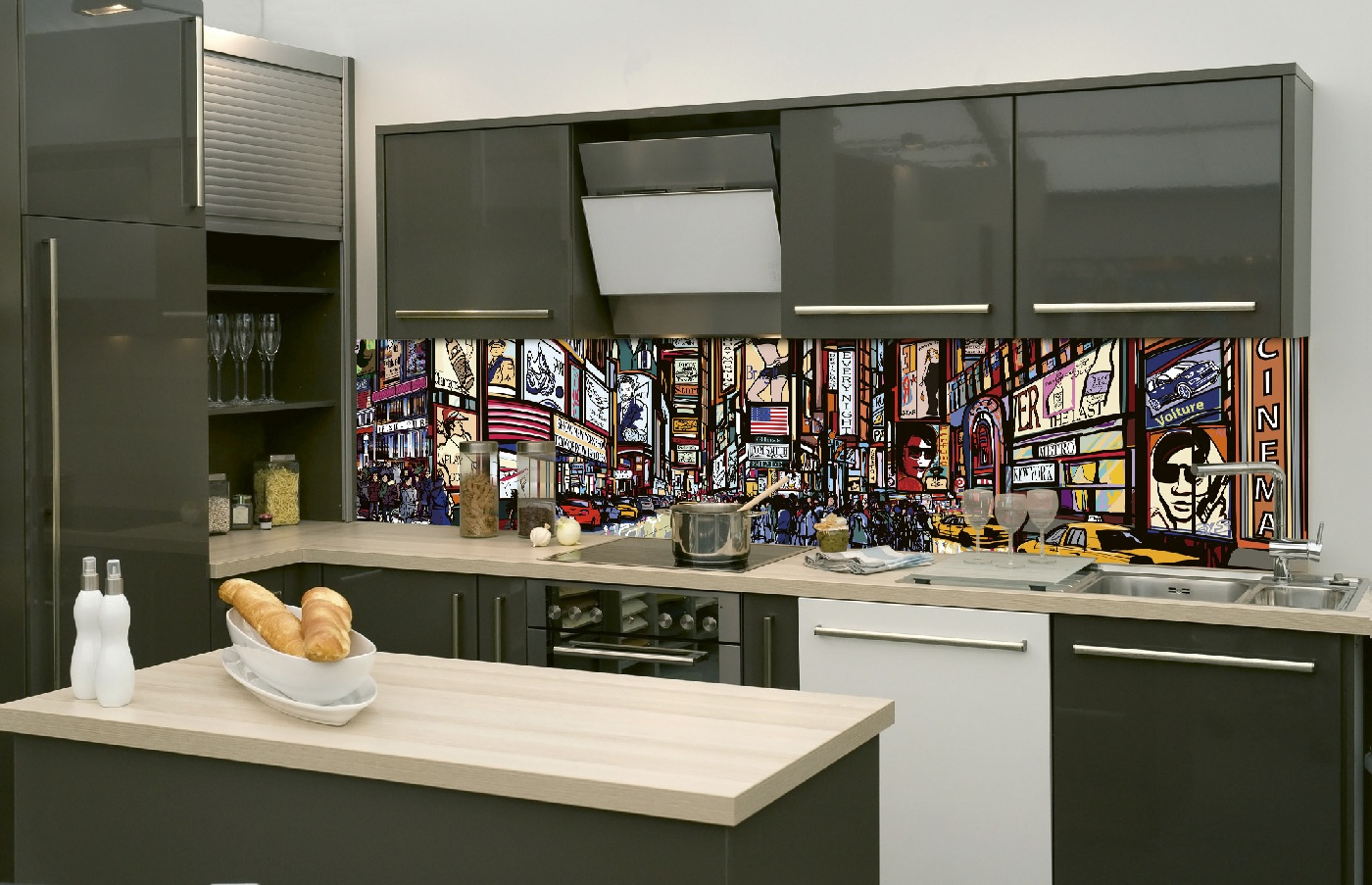 Küchenrückwand Folie - Times Square 260 x 60 cm