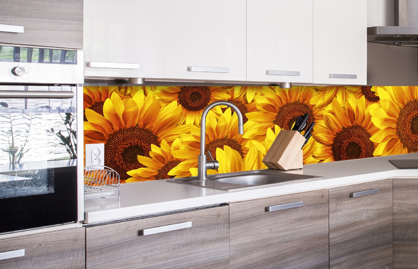 Küchenrückwand Folie - Sonnenblumen 260 x 60 cm
