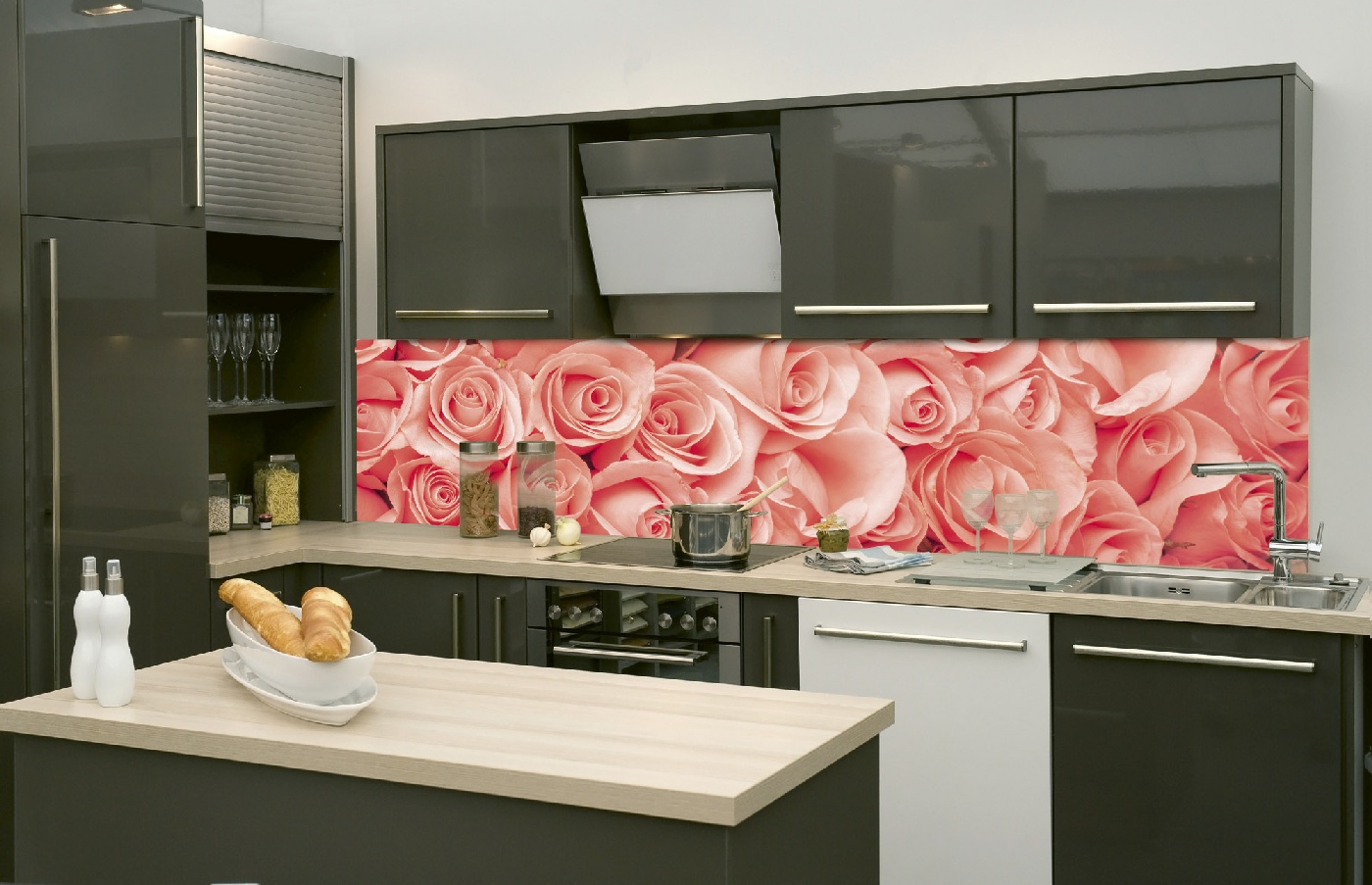 Küchenrückwand Folie - Rosen 260 x 60 cm
