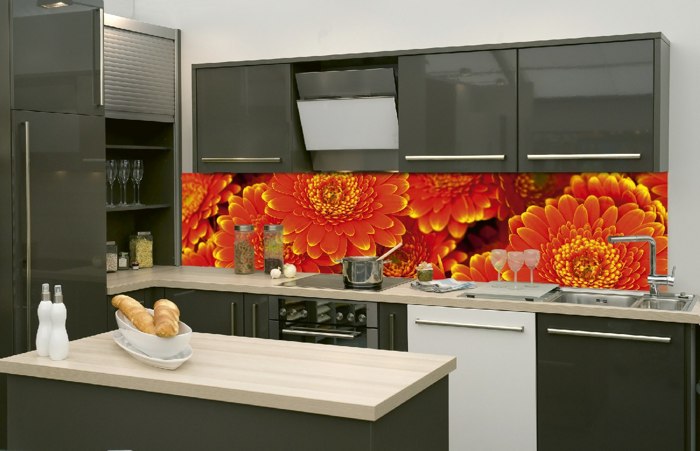 Küchenrückwand Folie - Gerbera 260 x 60 cm