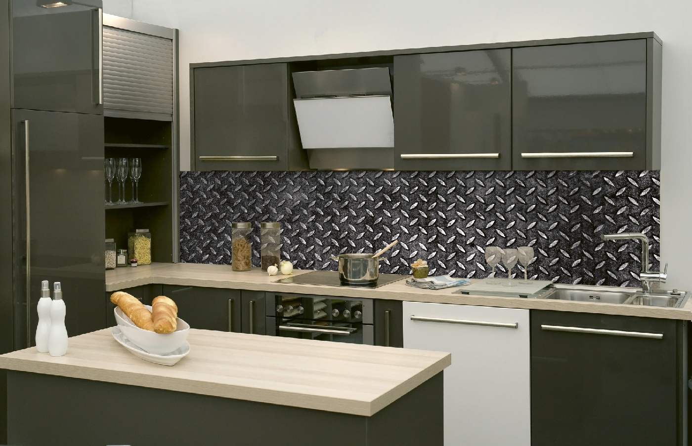 Küchenrückwand Folie - Metall-Plattform 260 x 60 cm