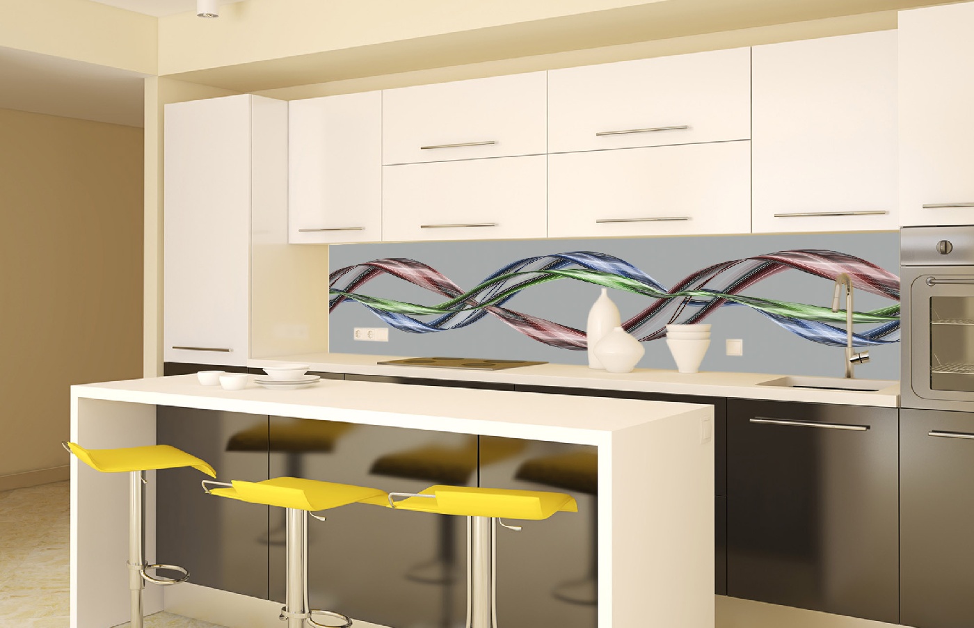 Küchenrückwand Folie - glänzende Welle 260 x 60 cm