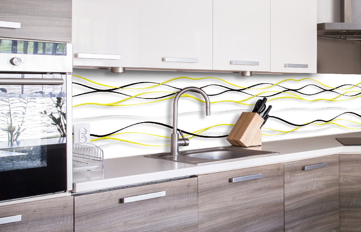 Küchenrückwand Folie - gelbe Wellen 260 x 60 cm