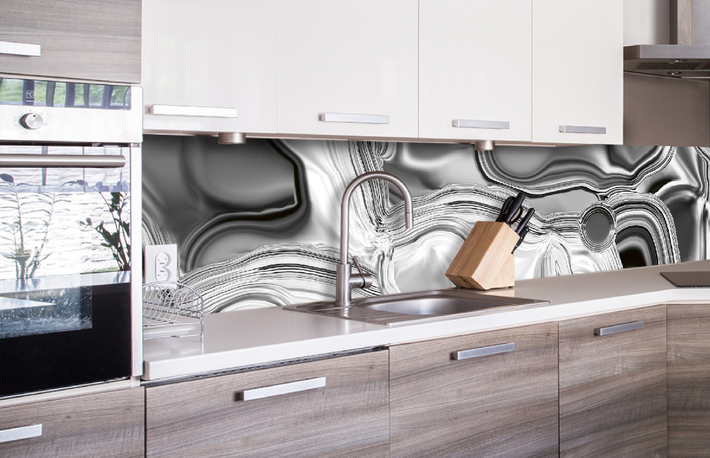 Küchenrückwand Folie - flüssiges Silber 260 x 60 cm