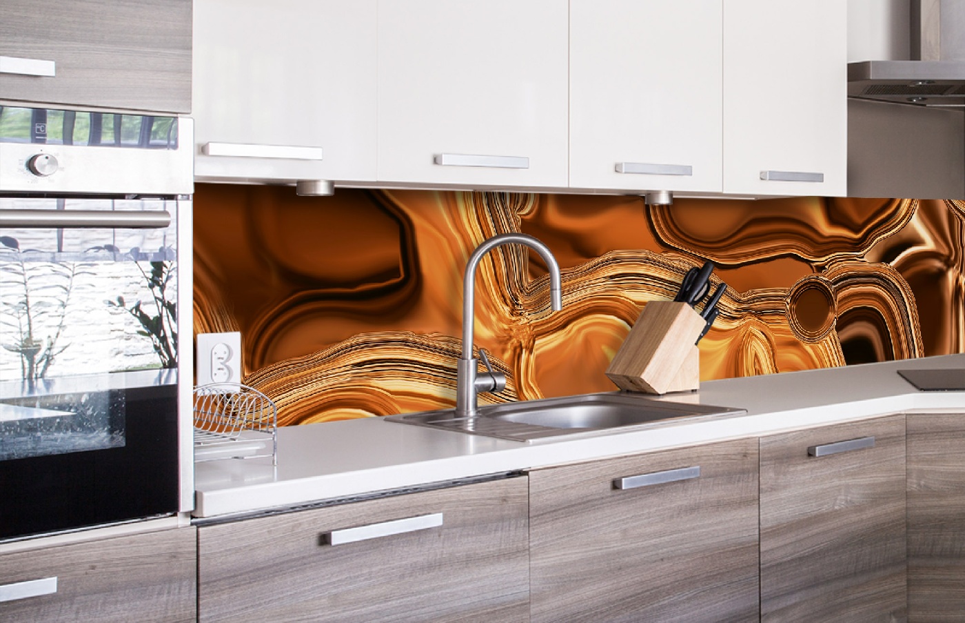 Küchenrückwand Folie - flüssige Bronze 260 x 60 cm