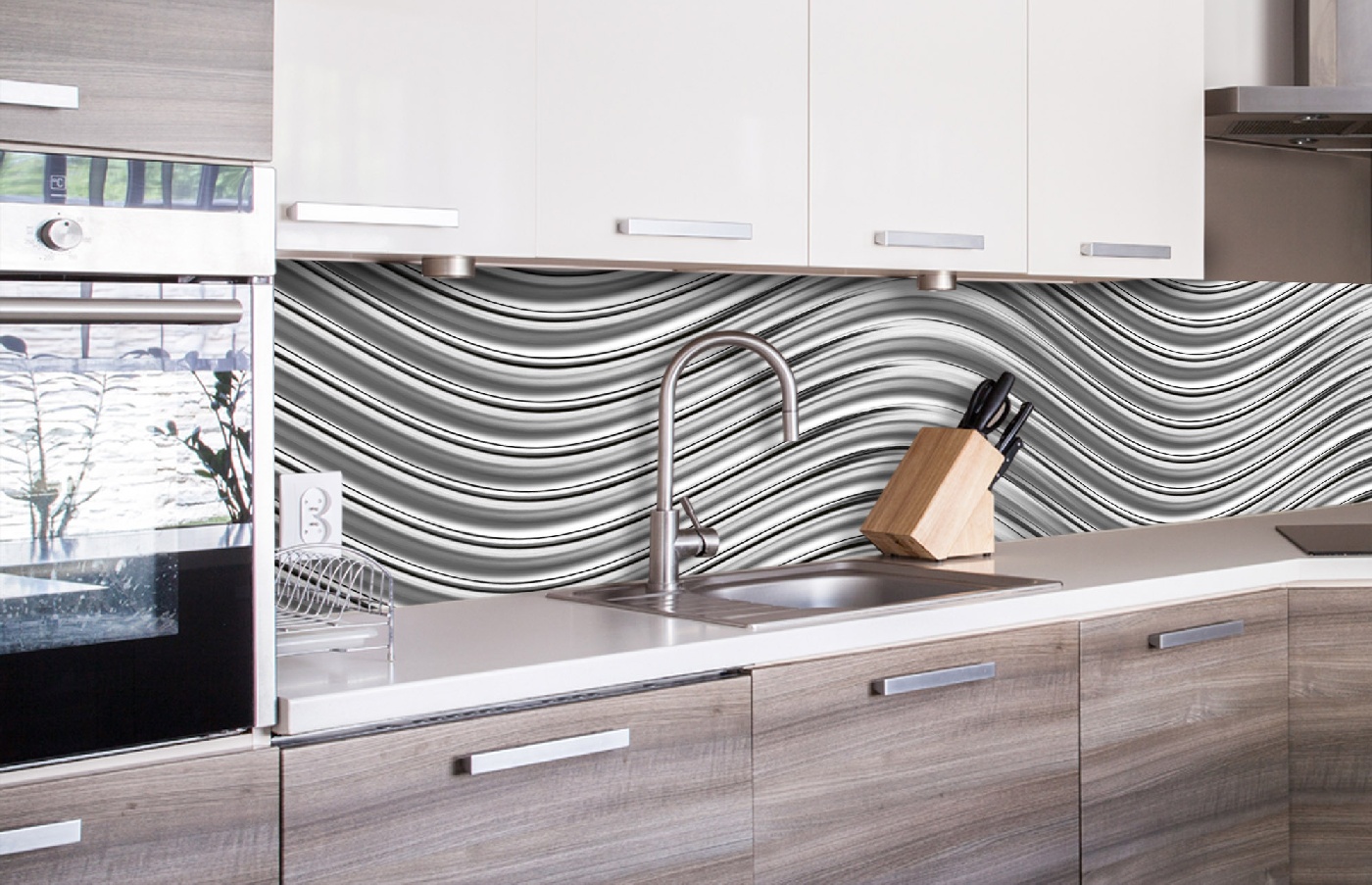 Küchenrückwand Folie - silbernes Wogen 260 x 60 cm