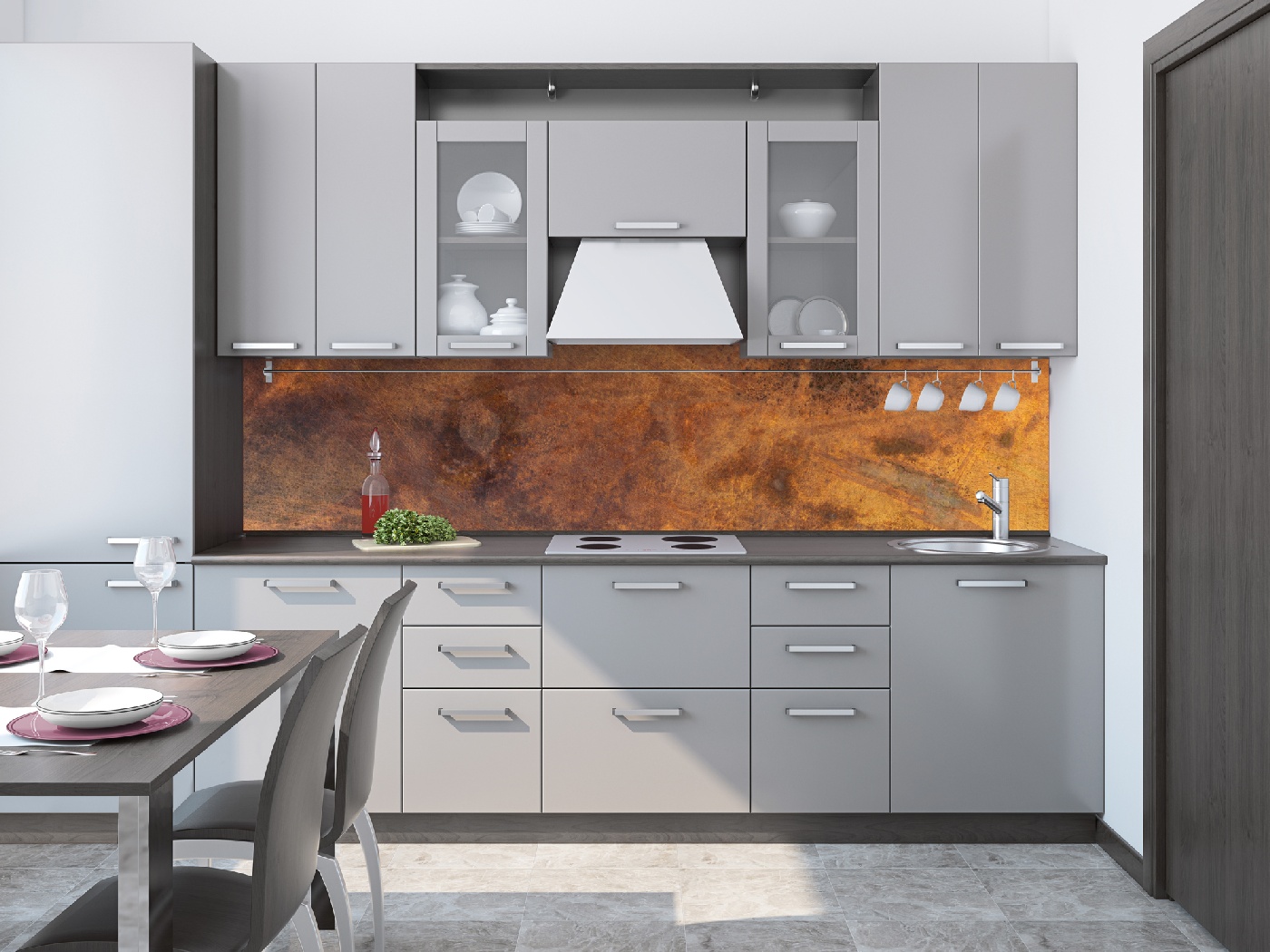 Küchenrückwand Folie - verkratztes Kupfer 260 x 60 cm
