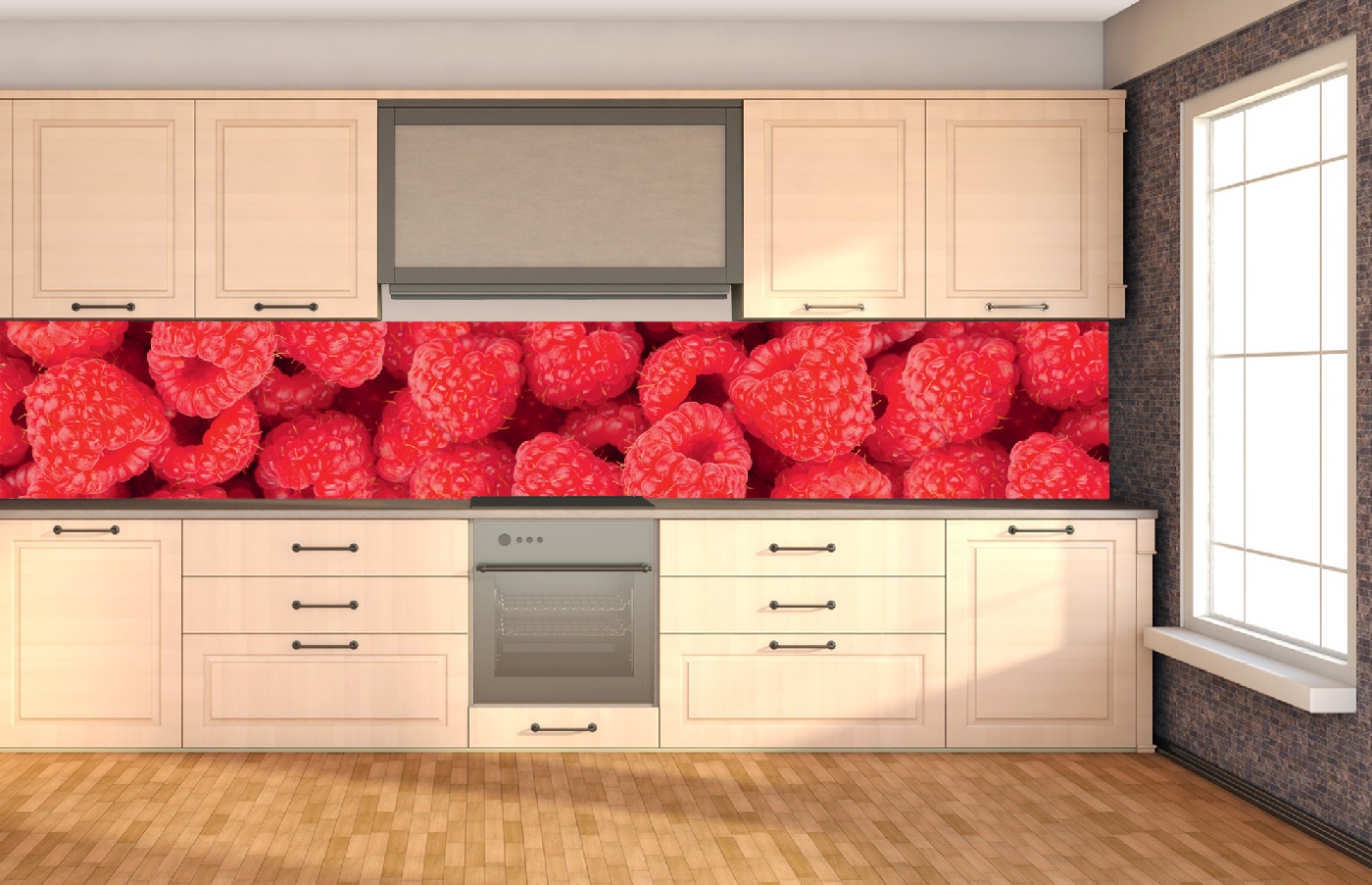 Küchenrückwand Folie - Himbeeren 350 x 60 cm