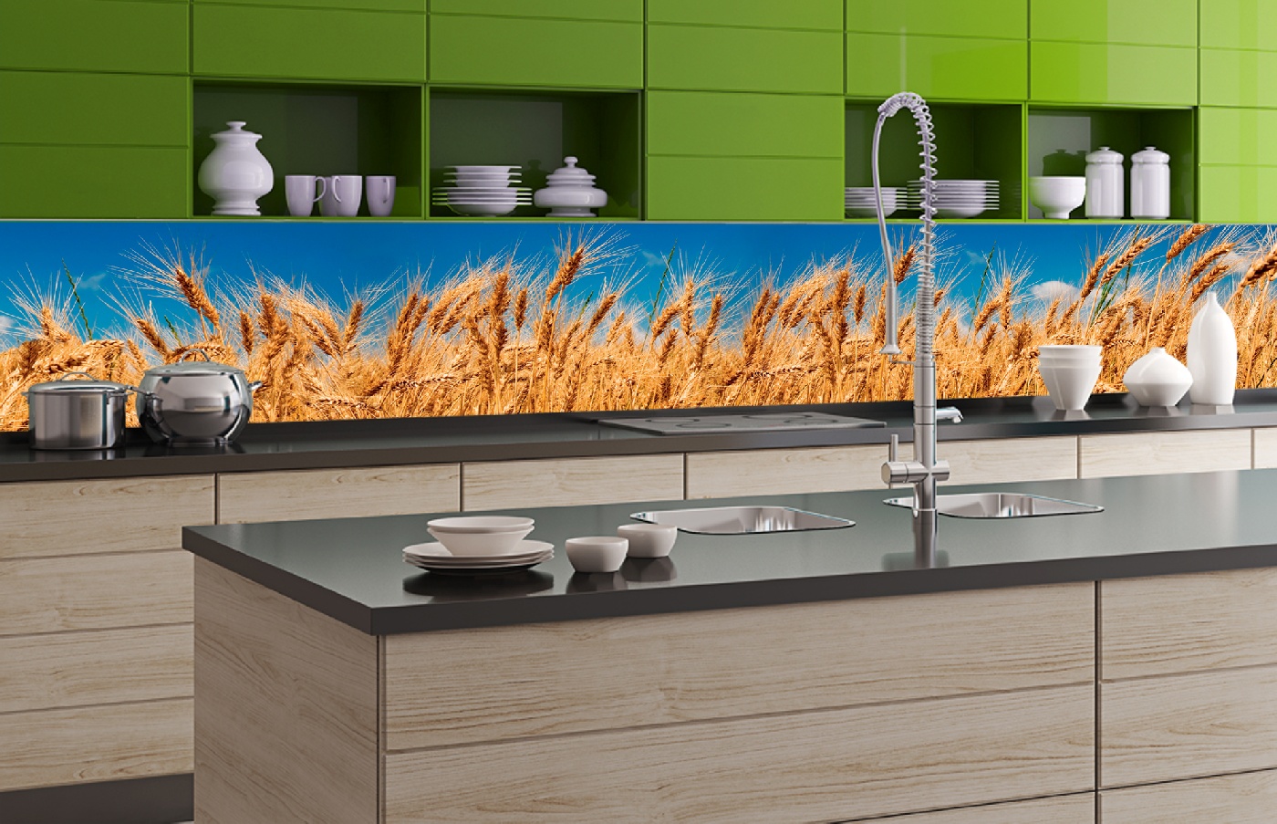Küchenrückwand Folie - Weizenfeld 350 x 60 cm