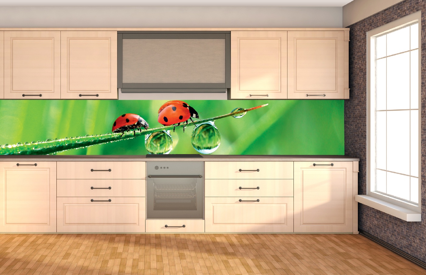 Küchenrückwand Folie - Marienkäfer 350 x 60 cm
