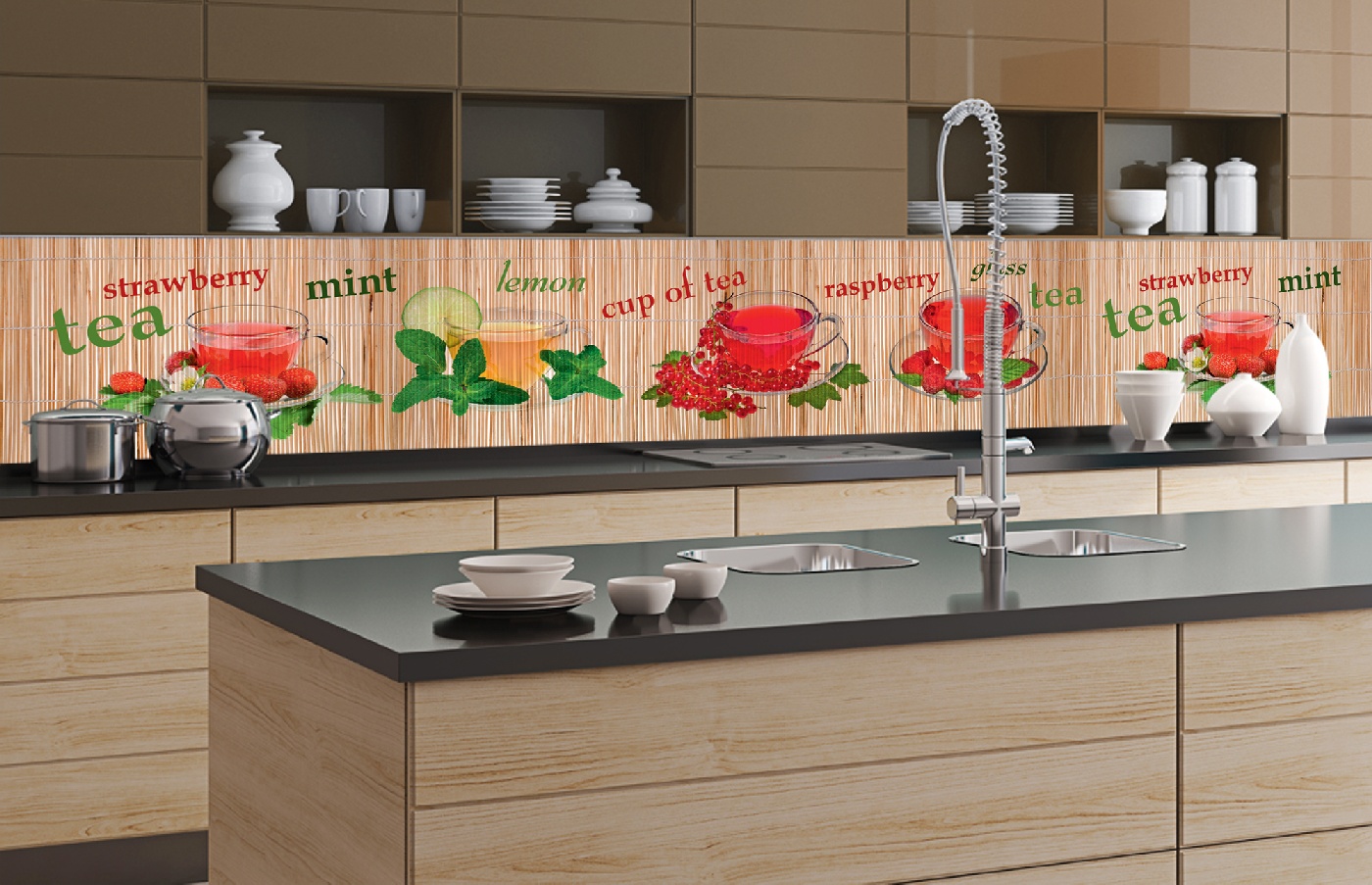 Küchenrückwand Folie - Tee 350 x 60 cm