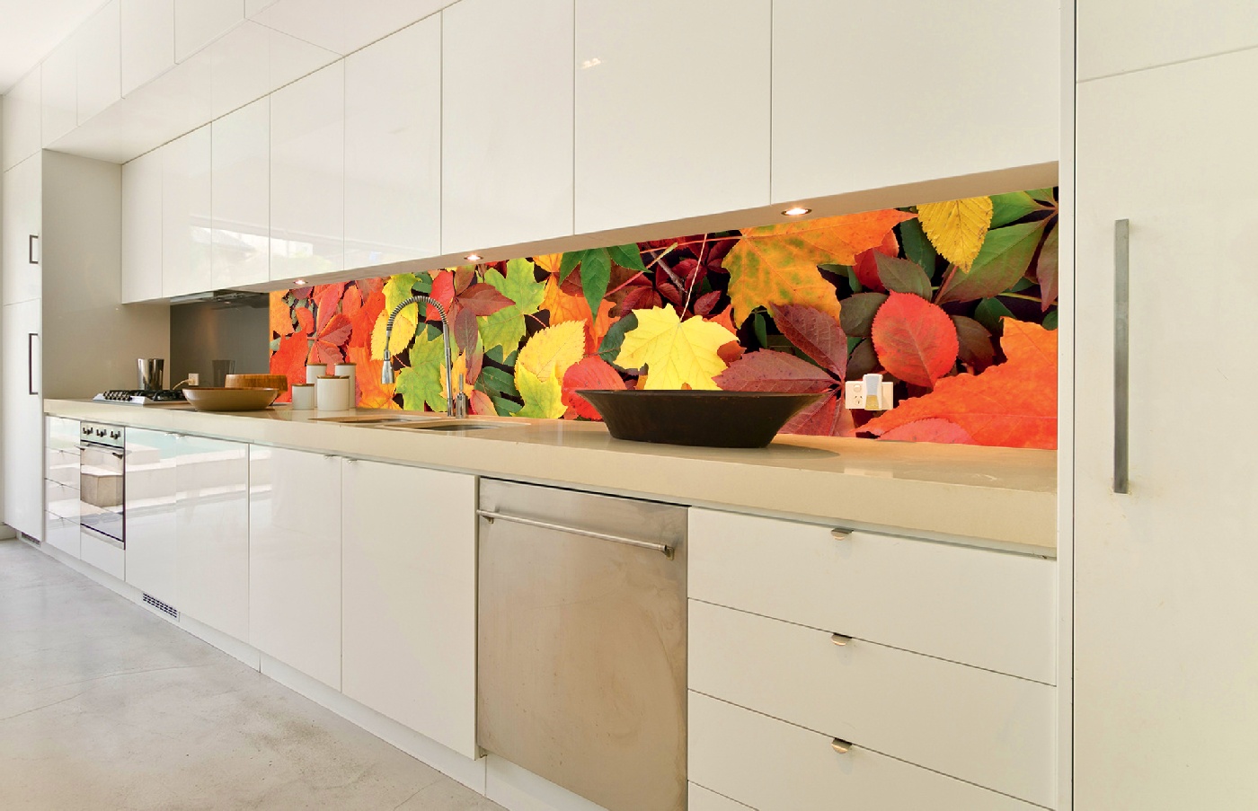 Küchenrückwand Folie - Blätter 350 x 60 cm