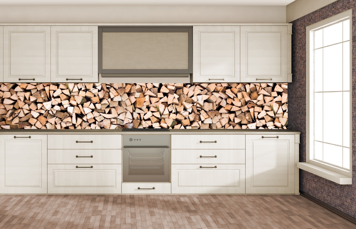 Küchenrückwand Folie - Stammholz 350 x 60 cm