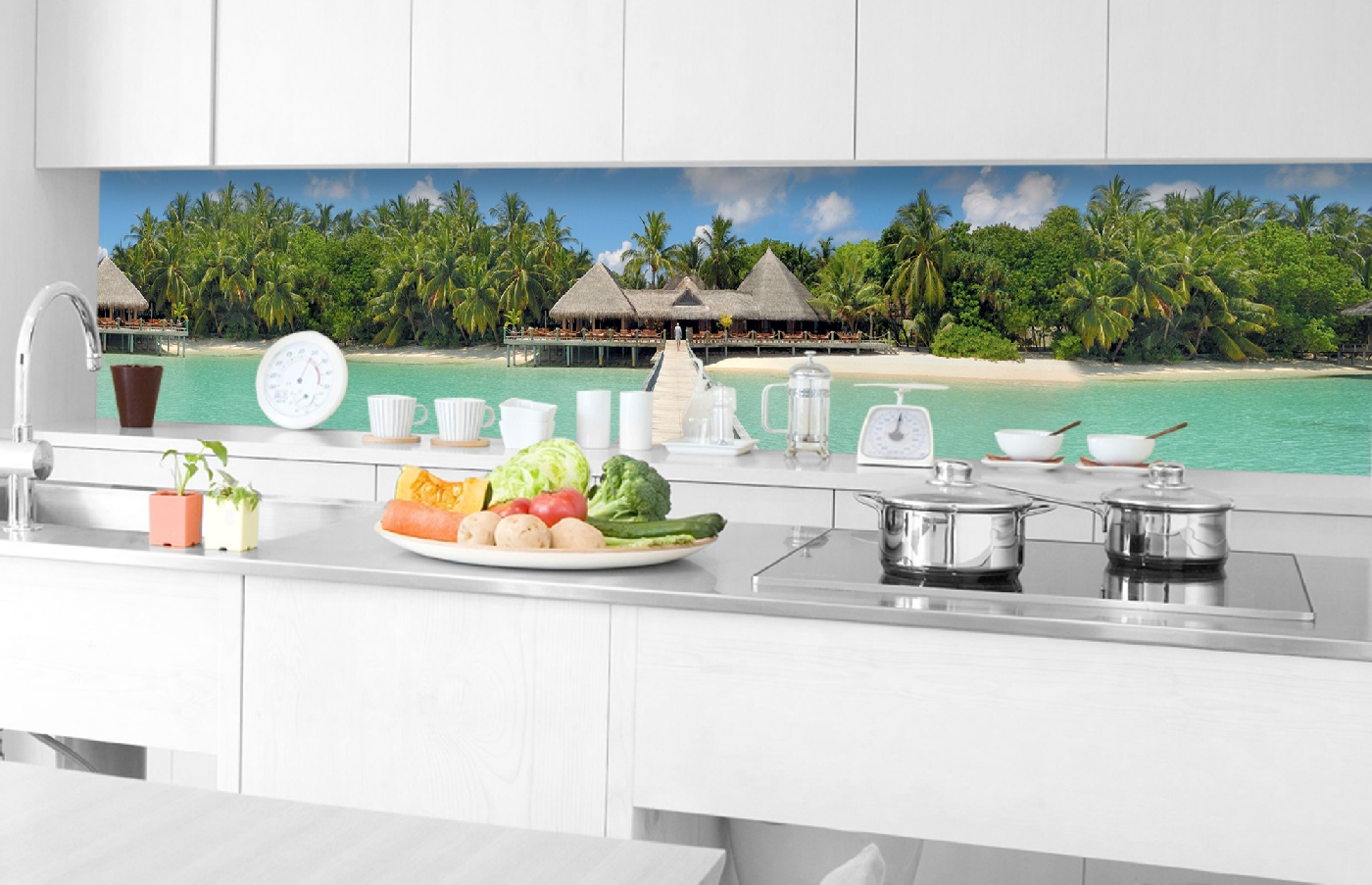 Küchenrückwand Folie - Hafendamm 350 x 60 cm