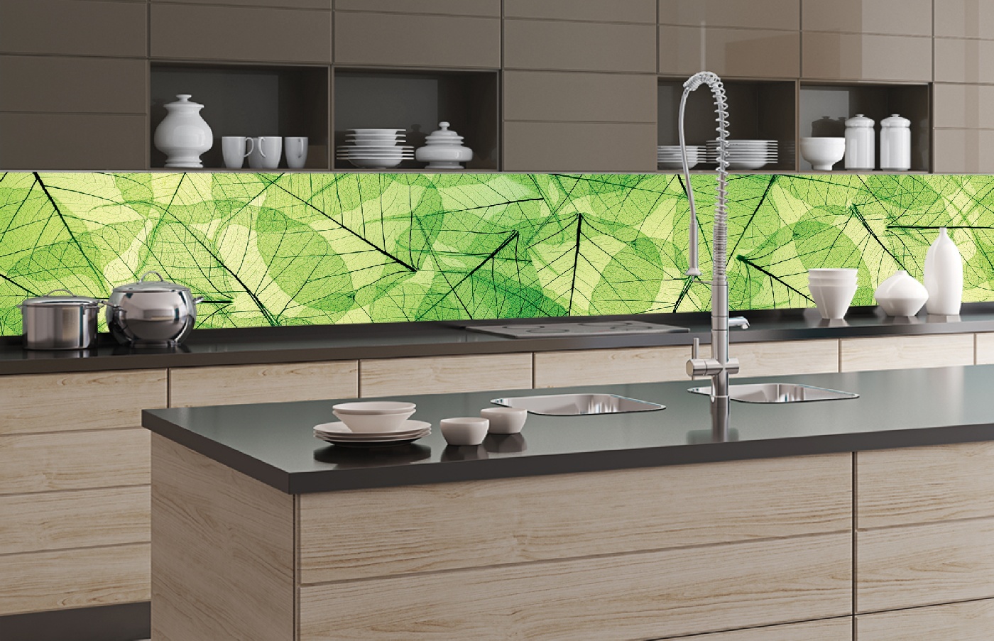 Küchenrückwand Folie - Blattadern 350 x 60 cm