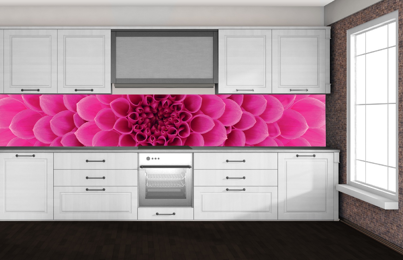 Küchenrückwand Folie - Rosa Dahlie 350 x 60 cm