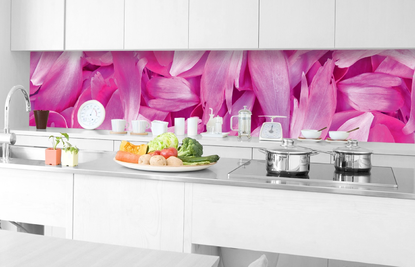 Küchenrückwand Folie - Lila Blütenblätter 350 x 60 cm