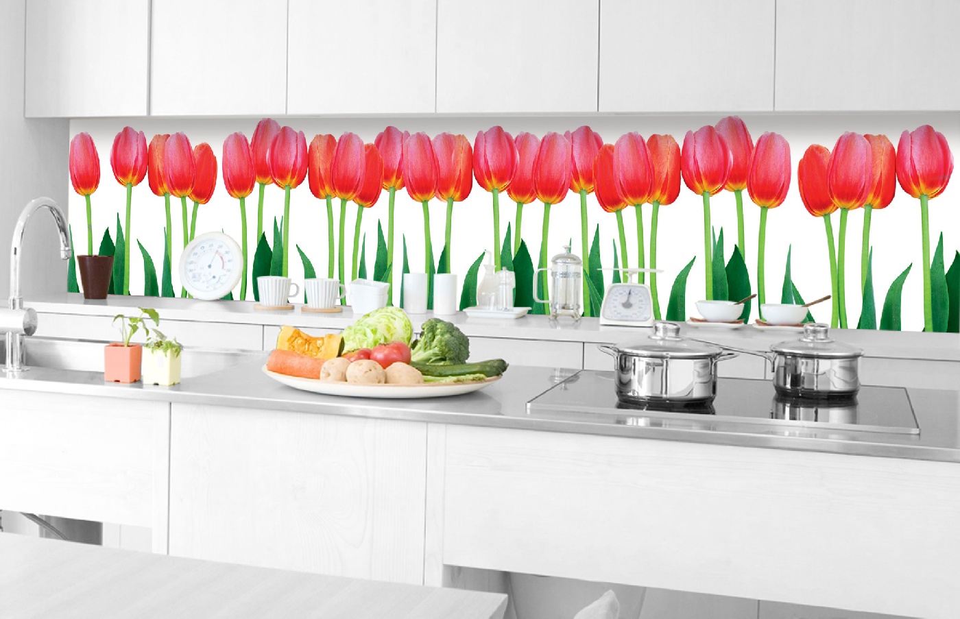 Küchenrückwand Folie - Bett von Tulpen 350 x 60 cm
