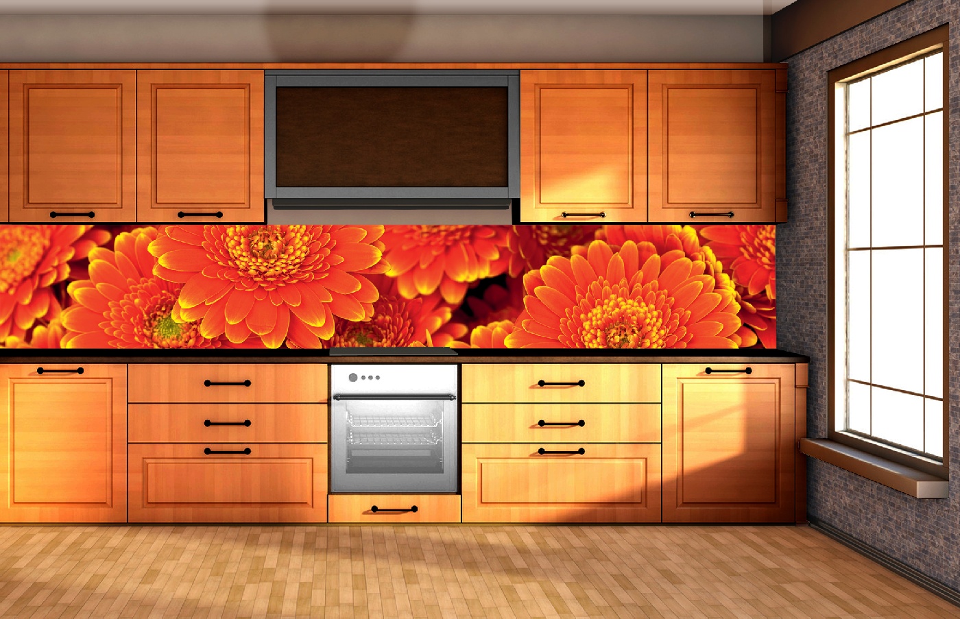 Küchenrückwand Folie - Gerbera 350 x 60 cm