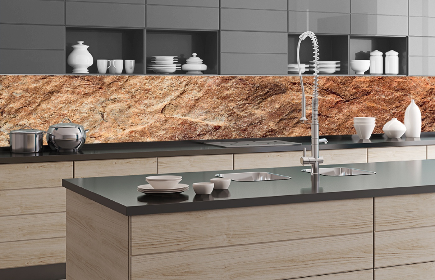 Küchenrückwand Folie - Marmor 350 x 60 cm