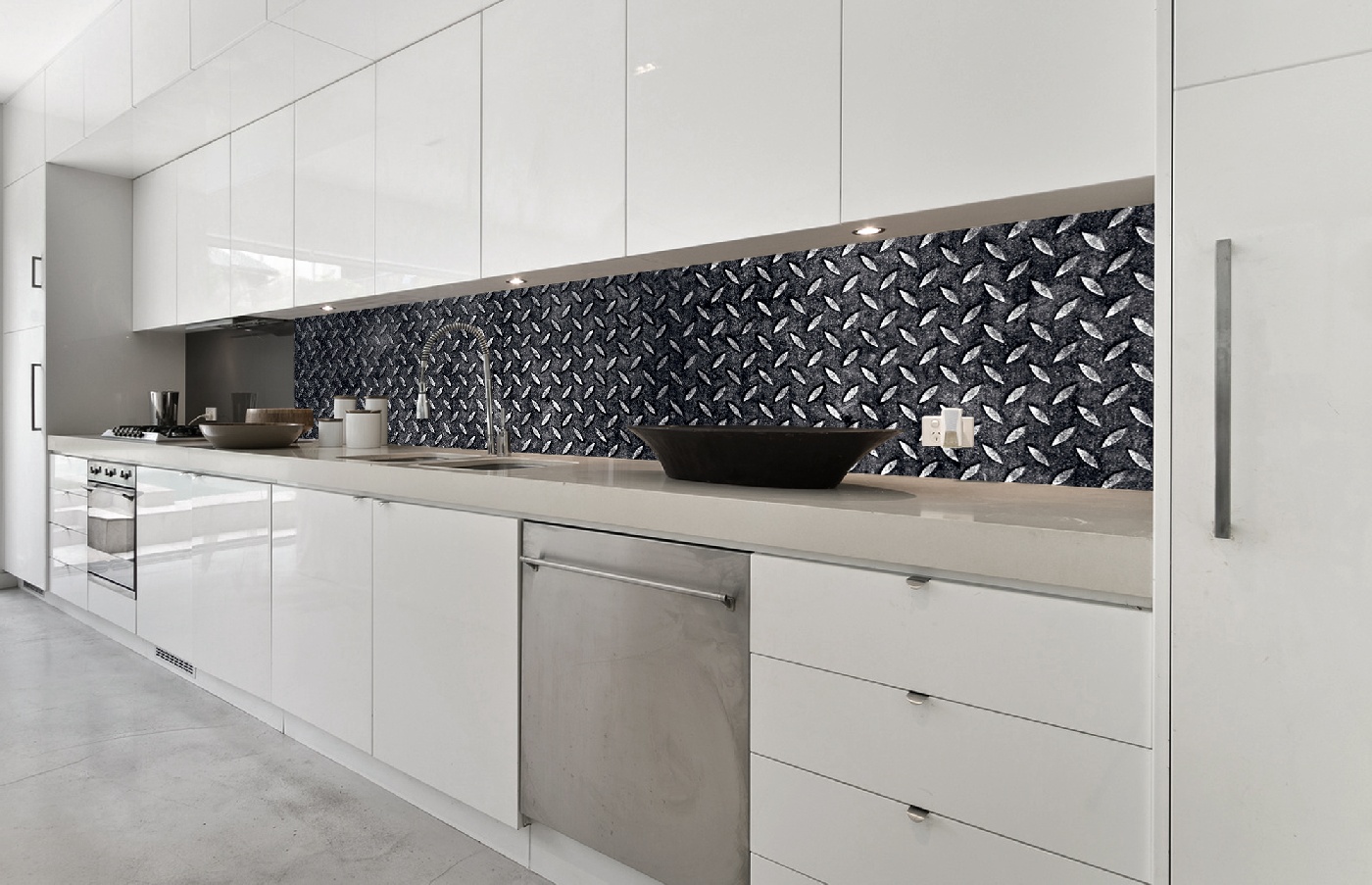Küchenrückwand Folie - Metall-Plattform 350 x 60 cm