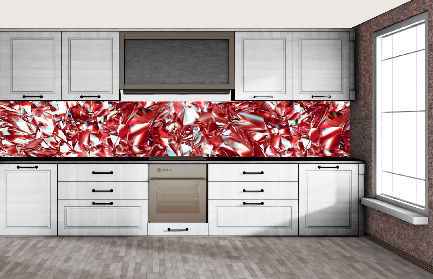 Küchenrückwand Folie - Roter Kristall 350 x 60 cm
