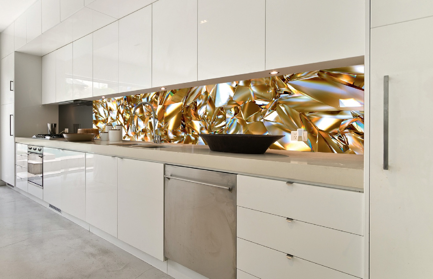 Küchenrückwand Folie - Goldener Kristall 350 x 60 cm