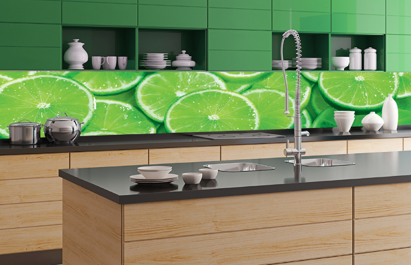 Küchenrückwand Folie - Limone 350 x 60 cm