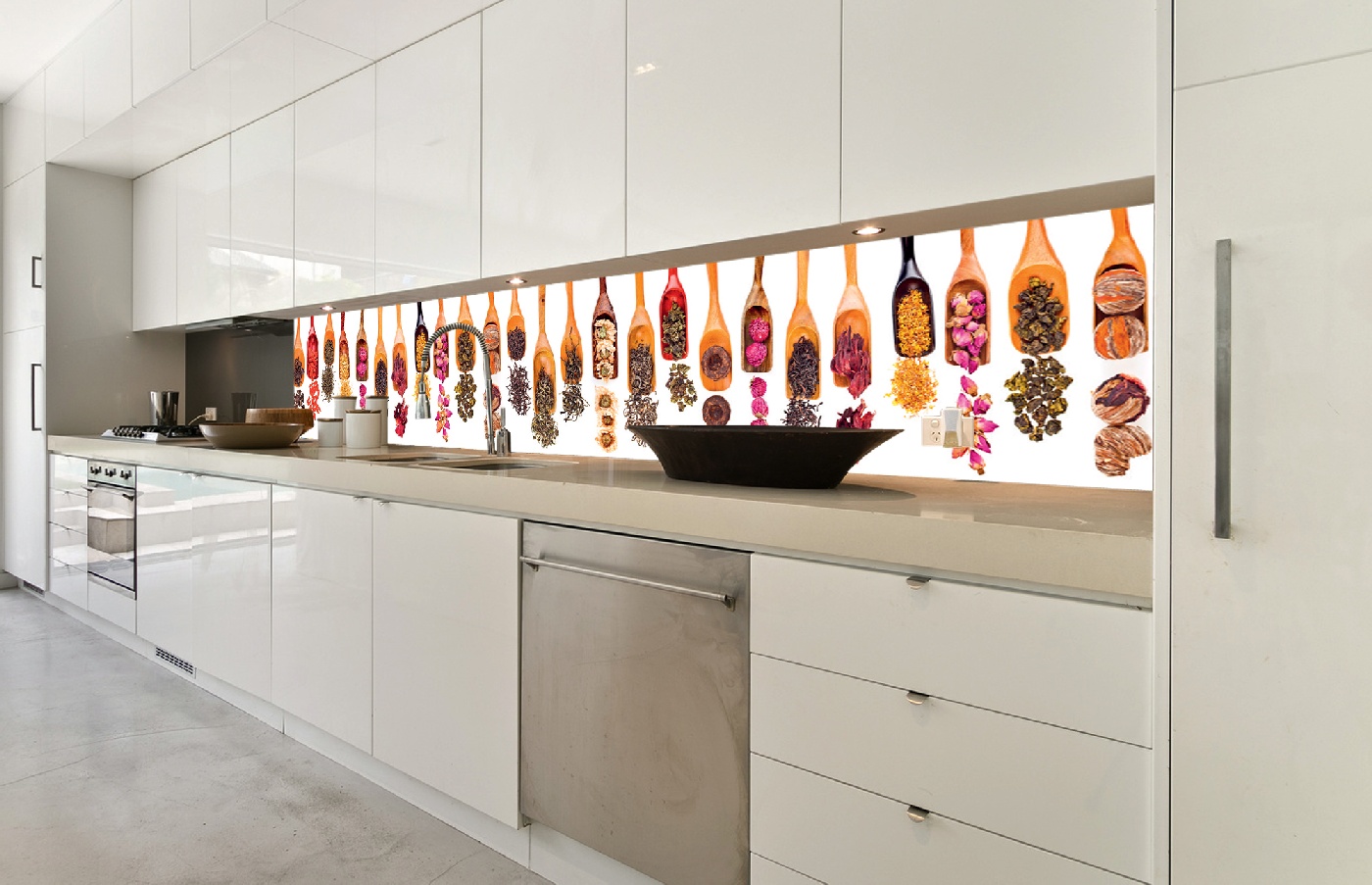 Küchenrückwand Folie - Kräuter Schaufel 350 x 60 cm