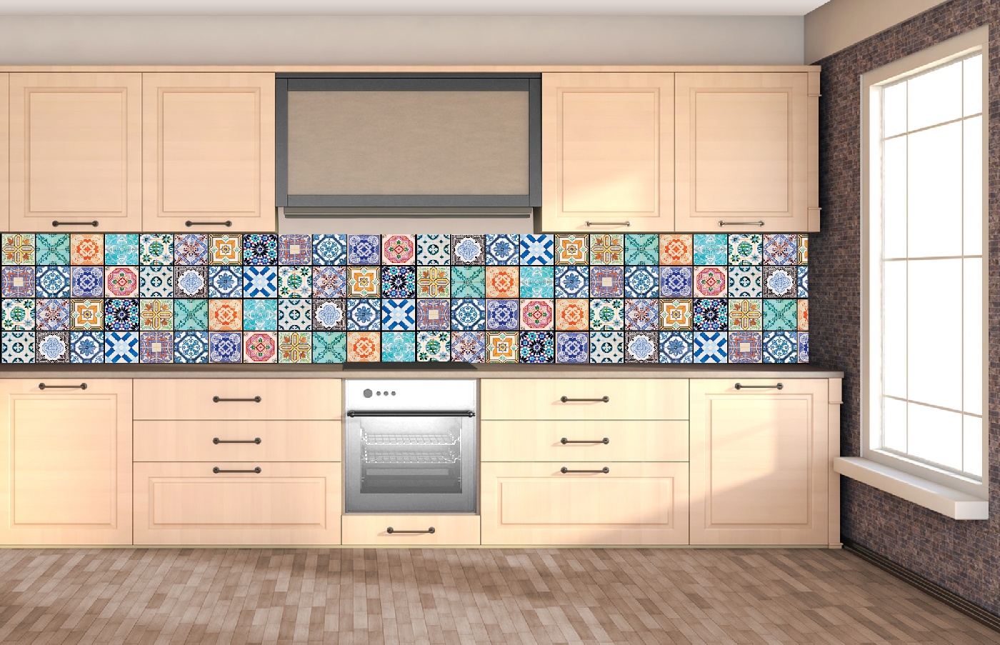 Küchenrückwand Folie - Azulejos 350 x 60 cm